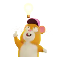 a cartoon hamster with a light bulb on his head