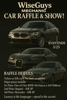 wise guys mechanic car raffle and show flyer