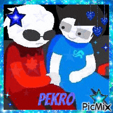 a picture of two cartoon characters with the name pekro