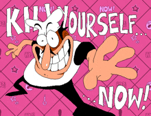 a cartoon character with the words kill yourself now