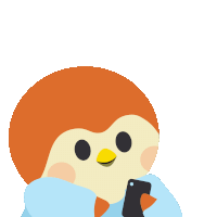 a sticker of a bird holding a cell phone with the words " waiting for your call " below it