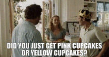 Knocked Up Did You Just Get Pink Cupcakes GIF - Knocked Up Did You Just Get Pink Cupcakes Or Yellow Cupcakes GIFs