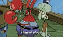 Squidward I Hate All Of You GIF - Squidward I Hate All Of You Mr Krabs GIFs