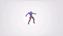 a pixel art drawing of a blue monster with a red shield