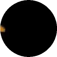 a black circle with a red stripe on the side