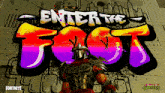a teenage mutant ninja turtles character stands in front of a sign that says " enter the foot "
