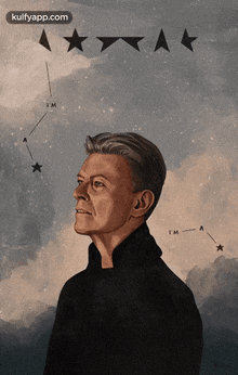 a painting of david bowie with the words kulfyapp.com below