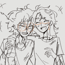 a drawing of two people with glasses and a # on the bottom