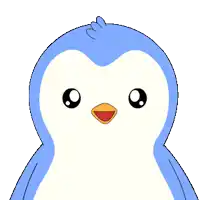 a blue and white penguin with a red beak covering its mouth