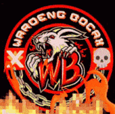 a logo for waroeng bocah with a rabbit in the middle