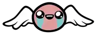 a cartoon drawing of a bird with wings and a sad face