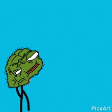 a cartoon drawing of a cactus looking at a circle