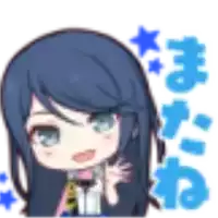 a sticker of a girl with long blue hair and a tie .