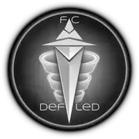 a black and white logo that says defled