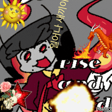a picture of a girl with a dragon and the word rise