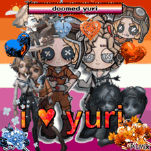 a collage of anime characters with the words i love yuri in the middle
