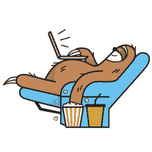 lethargic bliss bored movie marathon sloth popcorn