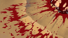 a cartoon character with blood coming out of his mouth
