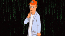a cartoon of king billy standing in front of a matrix