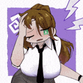 a cartoon drawing of a girl with a lightning bolt behind her