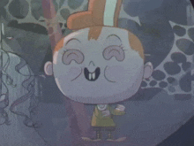 a cartoon drawing of a boy with a big smile