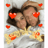 a photo of a man and a woman with the words lazy night written on the bottom