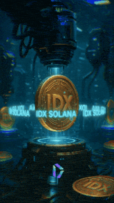 an advertisement for ai-infused web3 with a gold coin in the center