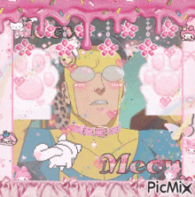 a picture of a man with glasses and the word meow on the bottom