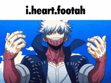 a cartoon character with the words i heart footah above him
