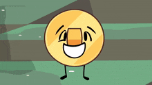 a cartoon illustration of a gold coin with arms and legs smiling