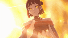 a girl with a crown on her head stands in front of a fire