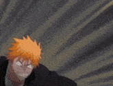 a close up of a cartoon character with orange hair making an angry face