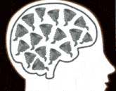 a drawing of a brain with many tornadoes inside