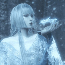 a woman in a kimono is holding a dragon in her hands