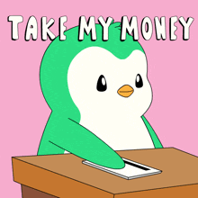 a cartoon of a penguin holding a book that says agw on it
