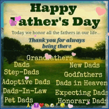 a happy father 's day greeting card with a picture of a field