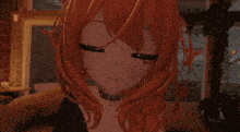 a close up of a red haired anime girl with freckles on her face