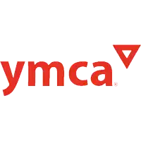 a logo for ymca with a red triangle in the middle