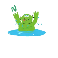 a frog in a puddle with the words new pos written on it