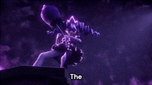 a purple lightning strike with the words " the heart of the storm "