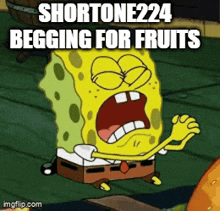 spongebob is begging for fruits in a cartoon