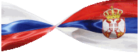 a russian flag and a serbian flag are waving in the wind