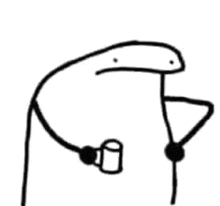 a black and white drawing of a stick figure with a microphone in its mouth .