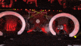 a couple of people standing on a stage with a circle in the middle that says chicago on it