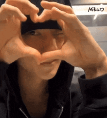 Mika Heart Love You GIF - Mika Heart Love You Wooyoung Pointing GIFs
