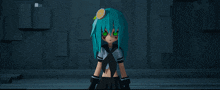a girl with blue hair and green eyes is wearing a sailor uniform