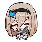 a cartoon girl with a butterfly in her hair is holding a knife .
