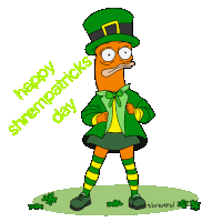 a cartoon of a leprechaun with the words happy shrempton day