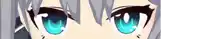 a close up of a girl with blue eyes
