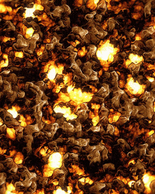 a close up of a painting of a flame